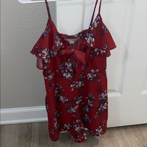 Floral maroon romper